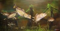 Speckled Sea Trout - Mixed Media Paintings - By David Watson, Real Painting Artist
