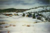 Christmas Village - Watercolor Paintings - By Milessa Murphy, Realism Painting Artist