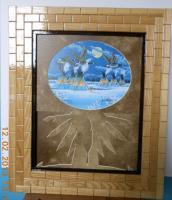 1 Tiles - Joe Watkins Artwork Matted  Framed-50 - Wood