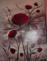 Poppi Darling-2-Sold - Acrylic Paintings - By Sunanta Deangdeelert, Flower Painting Artist