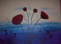 Poppi Darling-3-Donated - Acrylic Paintings - By Sunanta Deangdeelert, Flower Painting Artist