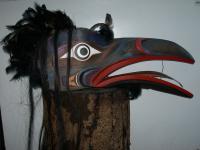 Hamatsaa Raven - Western Red Cedar Sculptures - By Shane Tweten, Mythological Sculpture Artist