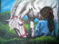 Cowgirls - Grazing Away - Acrylic  Canvas