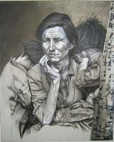 Great Depression - Oil On Canvas Paintings - By Thomas Peterson, Monochromatic Painting Artist