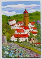 Tuscany Village 2 - Arcylic Paintings - By John T Youlio, Miniature Painting Artist