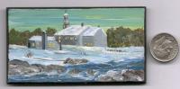 Winter Nite Church - Arcylic Paintings - By John T Youlio, Miniature Painting Artist