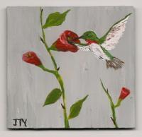 Hummingbird II - Arcylic Paintings - By John T Youlio, Miniature Painting Artist