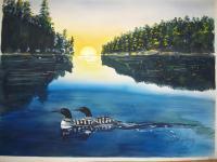 Loons - Watercolor Paintings - By Robert Darcy, Realism Painting Artist
