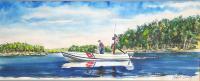 Coast Guard Boat - Watercolor Paintings - By Robert Darcy, Realism Painting Artist