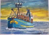 The Fv Cornelia Marie - Watercolor Paintings - By Robert Darcy, Realism Painting Artist