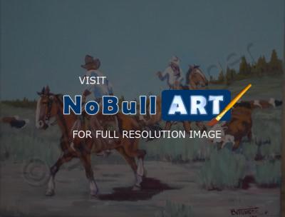 Western Americana - Cow Ponies - Acrylic On Canvas