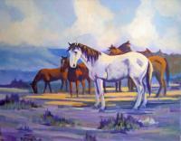 Mustangs - Acrylic On Canvas Paintings - By Bob Bittinger, Realism Painting Artist