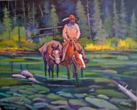Cool Water - Acrylic On Canvas Paintings - By Bob Bittinger, Traditional Western Americana Painting Artist