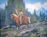 The Scout - Acrylic On Canvas Paintings - By Bob Bittinger, Traditional Western Americana Painting Artist