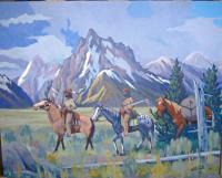 Free Trappers - Acrylic On Canvas Paintings - By Bob Bittinger, Traditional Western Americana Painting Artist