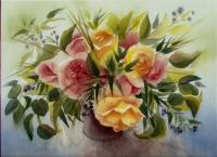 Roses - Watercolor Paintings - By Pat Graham, Impressionistic Painting Artist