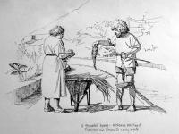 Stromboli Fish Sale - Ink Drawings - By Pat Graham, Line Drawing Drawing Artist