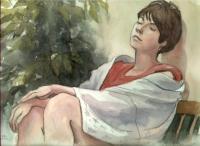 The Pose - Watercolor Paintings - By Pat Graham, Impressionistic Painting Artist