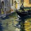 Venice Gondola - Watercolor And Ink Paintings - By Pat Graham, Line Drawing Painting Artist