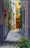 Vernazza Italy - Watercolor And Ink Paintings - By Pat Graham, Line Drawing Painting Artist