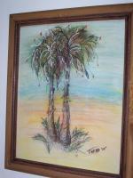 Twin Palms - Watercolors Paintings - By Robert Webb, Abstract Painting Artist