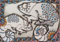 A Change Of Color - Ink On Paper Drawings - By Diane Chilson, Freehand Drawing Artist