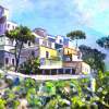 Houses In Positano - Acrylic On Ceramic Tile Paintings - By Rolando Lambiase, Impressionism Painting Artist