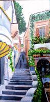Landcityscapes - Stairs In Positano - Acrylic On Ceramic Tile