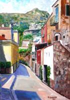 Landcityscapes - Street In Positano - Acrylic On Canvas