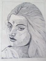 Lady Face - Black Pen Line Art Photography - By R Shankari Saravana Kumar, Line Art Work Photography Artist
