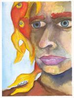 Goldfish Series 9 - Watercolor  Penink Paintings - By Jennifer Shepherd, Surreal Painting Artist