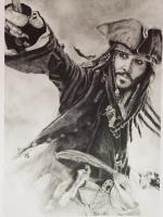 Jack Sparrow - Pencil  Paper Drawings - By Steph Deskins, Traditional Drawing Artist