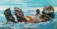 Abstract - Lounging Sea Otter - Acrylic On Canvas