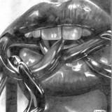 Black And White Pencil Drawing - Lips And Chain - Pencil On Paper