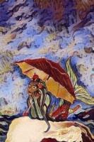 Rusas Red Umbrella - Acrylics Paintings - By Wiltse Art, Illustration Painting Artist