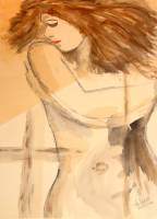 Softly - Watercolour Paintings - By Dolores Cooper, Figurative Painting Artist