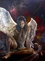Last Angel - Oil On Canvas Paintings - By Vittorio Murru, Oil Painting Artist