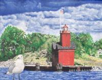 Landscape - Seagull Holland Michigan - Watercolor