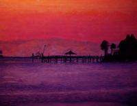 Sunrise At Sandsprit Park Florida - Watercolor Paintings - By Wayne Vander Jagt, Impressionistic Painting Artist