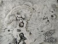 Brainstew - Ink On Paper Drawings - By Nathan Poston, Surreal Drawing Artist