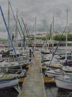 Pontoon Moorings At Milford Haven Marina - Watercolour Paintings - By Ray Brooks, Realistic Painting Artist