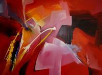 Sea Dream In Red 4 - Oil On Canvas Paintings - By Suthirak Chantragun, Abstract Painting Artist