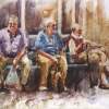 Old Men Waiting - Watercolor Paintings - By Freddie Combs, Realistic Painting Artist