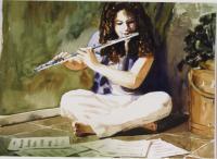 Private Performance - Watercolor Paintings - By Freddie Combs, Realistic Painting Artist