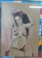 Naked Lady - Oil On Cardboard Paintings - By Ursula Oberholzer-Zerges, Figurative Painting Artist