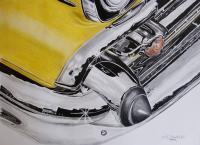 Chevy Bel Air - Mixed Media Drawings - By David Budd, Realism Drawing Artist