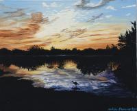 Satisfying Sunset - Acrylic On Canvas Paintings - By Michelle Guerrero, Realism Painting Artist