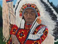 Chief Sitting Eagle - Acrylic On Canvas Paintings - By Michelle Guerrero, Realism Painting Artist