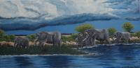 Elephants - Elephant Walk - Acrylic On Canvas