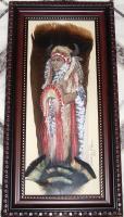 Indian Chief - Acrylicwild Turkey Feathers Mixed Media - By Veronica Regan, Realism Mixed Media Artist